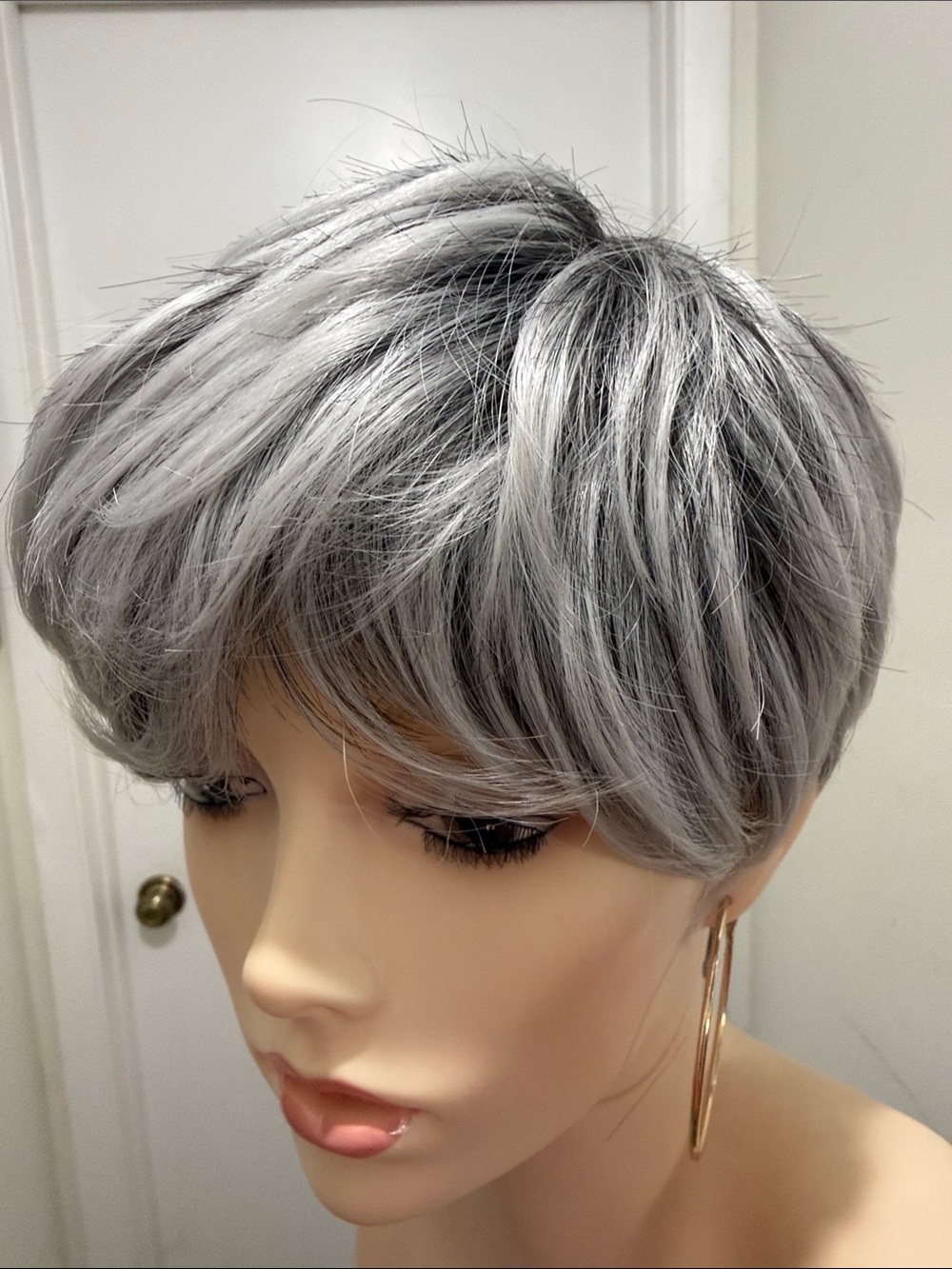 HAIR Pixie Cut with Bangs Free Part Silver/Gray/White - Picture 11 of 14